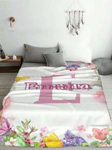 1pc Personalized Flannel Blanket, Soft & Thick Throw Blanket For Sofa, Living Room, Bedroom Home Decor, Suitable For All Seasons, Great Gift For Family & Friends