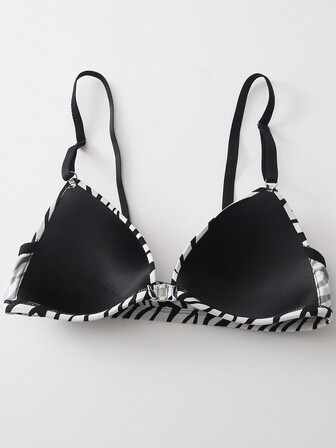 Sujetador con cierre frontal de estampado de cebra de talla estándar para mujeres, sin aros, cómodo, taza pequeña, se recomienda pedir una talla talla grande grande