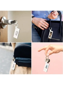 1pc, Create Your Own Unique Keychain With Custom Images. Customize Photos, Text, Etc. For Personalized Customization. Very Suitable For Family, Parents, Classmates, Friends, Colleagues, Or Pet Tags. - White - View 6