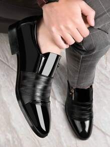 全新大码男士休闲鞋，婚礼百搭商务正装鞋 - 黑色 - 查看 6