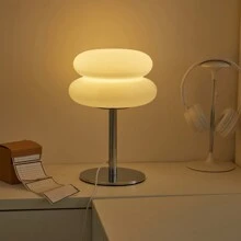 1 PC Bauhaus Table Lamp - Adjustable Light, USB Interface, Double-Layer Bread Shape, Button Adjustment, Suitable For Living Room/Dining Room/Bedroom Bedside LED Table Lamp