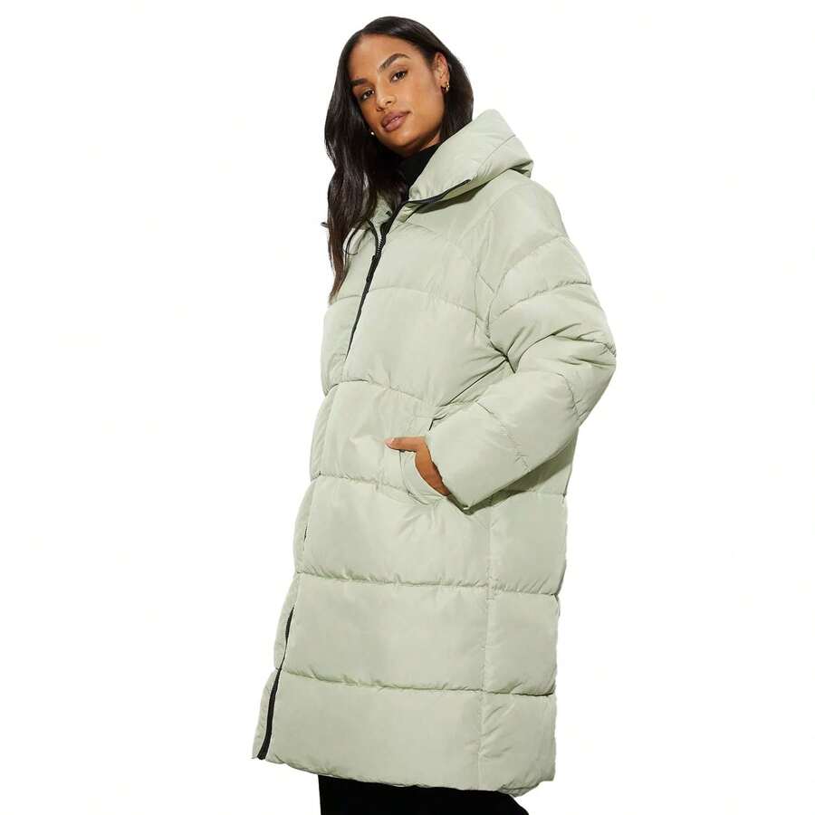 Dorothy Perkins Womens/Ladies Oversized Longline Padded Jacket (Sage) - Green - View 1