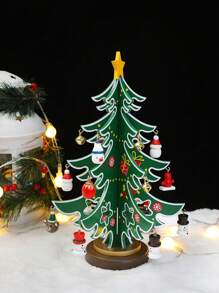 1Pc Wooden Tree Ornament With Mini Decorations, Festive Tabletop Holiday Decor, Perfect For Home, Office, Or Party Display, Mini Wooden Tree, Tabletop Holiday Decoration Wooden Holiday Decor, Miniature Tree, Handcrafted Ornament., Best Gifts Birthday Home Decor Christmas Decorations Room Decor Christmas