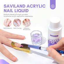 Saviland Monomer Acrylic Nail Liquid 4oz - Acrylic Liquid And Acrylic Nail Brush Size 12 For Acrylic Powder With Glass Cup Cleaning Pads Acrylic Nail Kit Tools For Beginners DIY Nail Extension Carving Acrylic Press On Nails