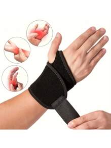 1pc Adjustable Wrist Brace Support, Comfortable Wrist Splint, Suitable For Left & Right Handed Gym Gym Wristbands Accessories - Black - View 1