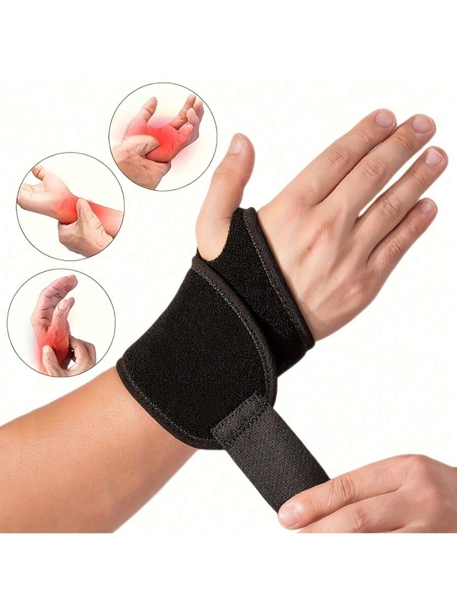 1pc Adjustable Wrist Brace Support, Comfortable Wrist Splint, Suitable For Left & Right Handed Gym Gym Wristbands Accessories - Black - View 1