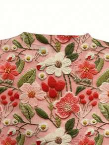 Plus Size Women's Round Neck Long Sleeve Floral Print Knitted Sweater