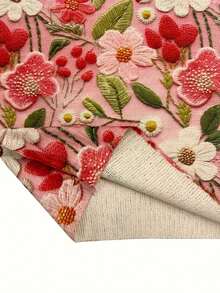 Plus Size Women's Round Neck Long Sleeve Floral Print Knitted Sweater