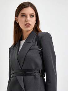 真皮束腰带，时尚束腰带，礼服派对配饰，女士真皮胸带 - 黑色 - 查看 5