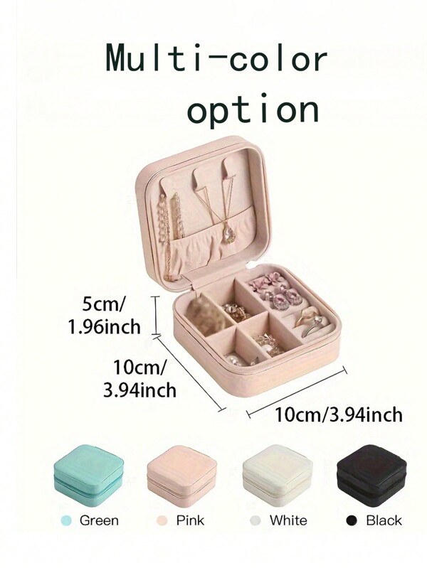 1pc Summer Travel Jewelry Box, PU Leather Waterproof Jewelry Case, Convenient Jewelry Necklace Box, Large Capacity Jewelry Storage Box, Multi-Functional Accessory Storage Box, Dust-Proof Storage Box, Gift Box, Suitable For Makeup, Earrings, Necklaces, Hair Bands, Rings, Watches, Bracelets, Hair Accessories, Lipstick, Eyeshadow, Pendants, Bedroom Decor, Powder, Ideal Gift For Valentine's Day, Girls, Moms, Girlfriends, Christmas