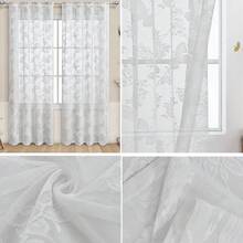 1 panel Cortinas velo semiopacos de decoración del hogar, pantalla de ventana, cortinas de tul para el hogar, decoración del hogar (excluyendo los postes de suspensión) - Blanco - Ver 1