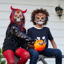 6 chiếc mặt nạ giấy Âu Mỹ hỗn hợp - Trang trí tiệc hóa trang Halloween đáng sợ tự làm mặt nạ hình đầu lâu - Nhiều màu - Xem 4