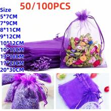 50/100pcs Purple Organza Gift Bags, Dark Purple Colored Packaging Bags For Tableware, Lavender Spice Packaging Bags, Halloween Christmas Home Supplies, Party Wedding Gift Packaging, Suitable For Holidays Parties, Birthday, Wedding, Gifts, Outdoor Picnics, Valentine's Day, Wedding Supplies, Candy Bags, Jewelry Packaging Organza Bags, Candy Bags, Travel Storage Packaging Bags, Holiday Gift Bags, Fruit Anti-Insect Bags, Christmas - Multicolor - View 22
