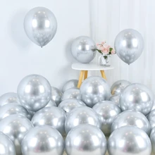 Kit With 25 Units Premium Platino Chorme Metallic Balloon Various Colors Sizes 5 And 9 Inches Arch Decoration - 9號銀色 - 查看 2