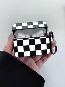 Kariertes Kopfhörertasche, schwarze Kopfhörertasche mit 1 Kopfhörertaschen-Clip, kompatibel mit Hülle, Pro (2. Generation), 3, Pro, 1/2, 4