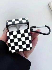 Kariertes Kopfhörertasche, schwarze Kopfhörertasche mit 1 Kopfhörertaschen-Clip, kompatibel mit Hülle, Pro (2. Generation), 3, Pro, 1/2, 4