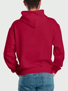 Men's Flannel Kangaroo Sweatshirt Print USA Format - 酒紅色 - 查看 2