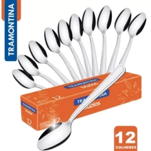 Búzios Kit Of 12 Stainless Steel Dessert Spoons - Bạc - Xem 2