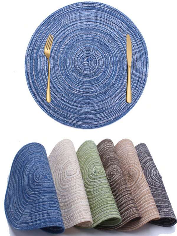 1pc Nordic Style Coaster, Heat-Resistant Cup Mat, Tableware Mat, Round Woven Placemat