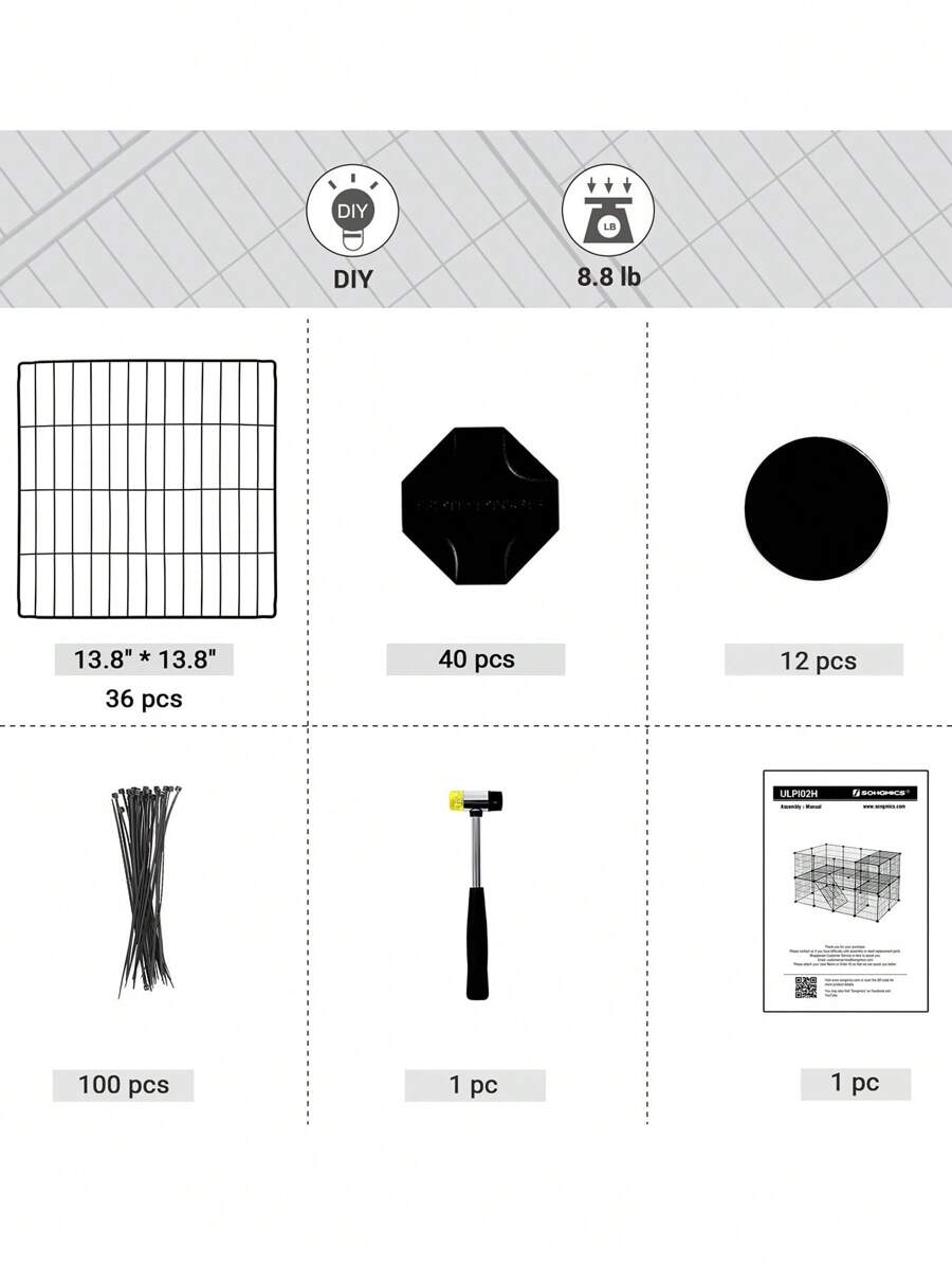 SONGMICS SONGMICS Pet Playpen, Small Animal Playpen, TwoStory Pet