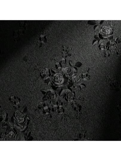 1Roll10M Zwart Wallpaper Peel Stick Bloemen Embossed Contact Paper 17.7inch 393.7/196.8/118.1/39.3inch Removable Textured Flower Self Adhesive Thicken Countertops Cabinets