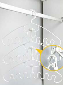 1pc/10pcs Plastic Hanger, Creative Wave Design Clothes Hanger For Household - White - View 4