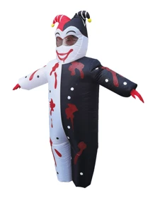 1 套邪恶小丑充气服装（风扇+充气服）适用于万圣节狂欢节派对舞台表演服装道具（不含电池）