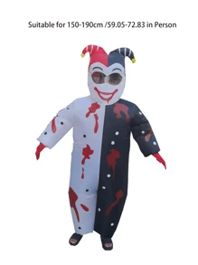 1 套邪恶小丑充气服装（风扇+充气服）适用于万圣节狂欢节派对舞台表演服装道具（不含电池）