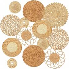 7 Styles Boho Wall Decor, Rattan Flower Wall Basket Decor, Diameter From 13.8" To 3.1" Seagrass Rattan Wicker Wall Decor Round Handmade Hanging Rustic Flat Elegant Wall Art For Farmhouse Living Rooms Handmade Hanging Rustic Flat Elegant Wall Art For Farmhouse Living Rooms Bedrooms Display Table Settings Kitchen Home, Home Decor, Room Decor, Wall Decor Gifts Birthday Graduation