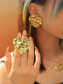 GUERNONO 1 Cặp Phụ kiện trang sức thời trang mùa hè độc đáo / thời trang sang trọng dễ thương, Hoa tai kết cấu mạ vàng bằng thép không gỉ dành cho nữ, Thích hợp đeo hàng ngày, Tốt nghiệp, Kỳ nghỉ, Halloween, Ngày nhà giáo, Quà tặng trở lại trường - Vàng - Xem 6