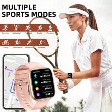 EIGIIS Unisex Smart Watch (Answer/Make Call) With 1.85" HD Screen Big Battery 100+ Sport Modes Sleep Monitor Pedometer Waterproof Sedentary Reminders Music Playback Weather Forecast Find Device For IOS And Android Phones - 粉色 - 查看 4