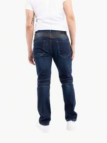 Men's Slim Fit Moto Jeans - Dark Blue - View 2