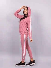 Conjunto deportivo pants y sudadera con capucha para mujer cierre dama - Rosa coral - Ver 3
