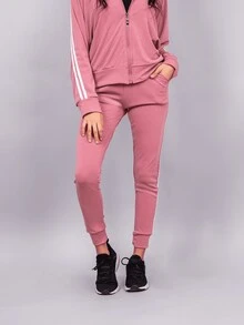 Conjunto deportivo pants y sudadera con capucha para mujer cierre dama - Rosa coral - Ver 6
