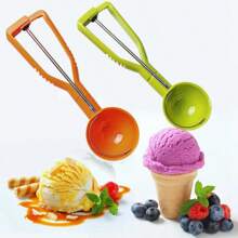 1pc Multifunctional Semi-Automatic Ice Cream Scoop, Plastic Ice Cream Spoon - Multicolor - View 1