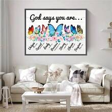 Bible Verses Canvas Wall Art Christian Motivational Quote Butterfly Canvas Framed Wall Art Ready To Hang For Christian Home Bedroom Office Living Room Wall Décor Framed - Gold - View 5