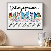 Bible Verses Canvas Wall Art Christian Motivational Quote Butterfly Canvas Framed Wall Art Ready To Hang For Christian Home Bedroom Office Living Room Wall Décor Framed - Gold - View 3