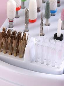 2 In 1 Nail Drill Bit Holder And Nail Drill Bits Cleaner Brush Case, 30 Holes Nail Drill Bits Organizer Display Stand Container Box, Manicure Drill Cleaning Brush, Professional Nail Tools
