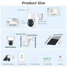 1 Set ANSHICAT 4MP 2.5K Solar Battery Camera Security Camera Wireless Outdoor, PTZ Solar Wireless Security Camera With AI Human Detection, Color Night Vison, 2-Way Audio, 2.4G Wi-Fi, Cloud Storage, Rechargeable Battery Included 7800mAh, Outdoor Battery Powered IP Security Camera For Home Security - 白色 - 查看 2