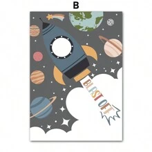 Pósters y cuadros sin marco con tema de astronauta y espacio para decoración de habitación infantil, arte mural de pintura en lienzo con cohetes y astronautas lindos, decoraciones para baby shower y regalos familiares para habitación de niños y niñas - Multicolor - Ver 32