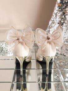 1 par (2 piezas) de clips desmontables en forma de lazo de colores blanco, beige, negro, rojo vino, rosa claro, rosa pálido y beige, accesorios elegantes de moda para zapatos de tacón alto, tacones y atuendos de oficina, negocios y citas para mujeres