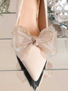 1 par (2 piezas) de clips desmontables en forma de lazo de colores blanco, beige, negro, rojo vino, rosa claro, rosa pálido y beige, accesorios elegantes de moda para zapatos de tacón alto, tacones y atuendos de oficina, negocios y citas para mujeres