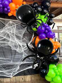 2pcs/Set Halloween Black Spider Balloons, Halloween Spider Balloons Decor, Black Spider Foil Balloons, Halloween Party Supplies, Birthday Party Decorations, Scary Atmosphere Decor, Halloween Indoor & Outdoor Decorations, Christmas