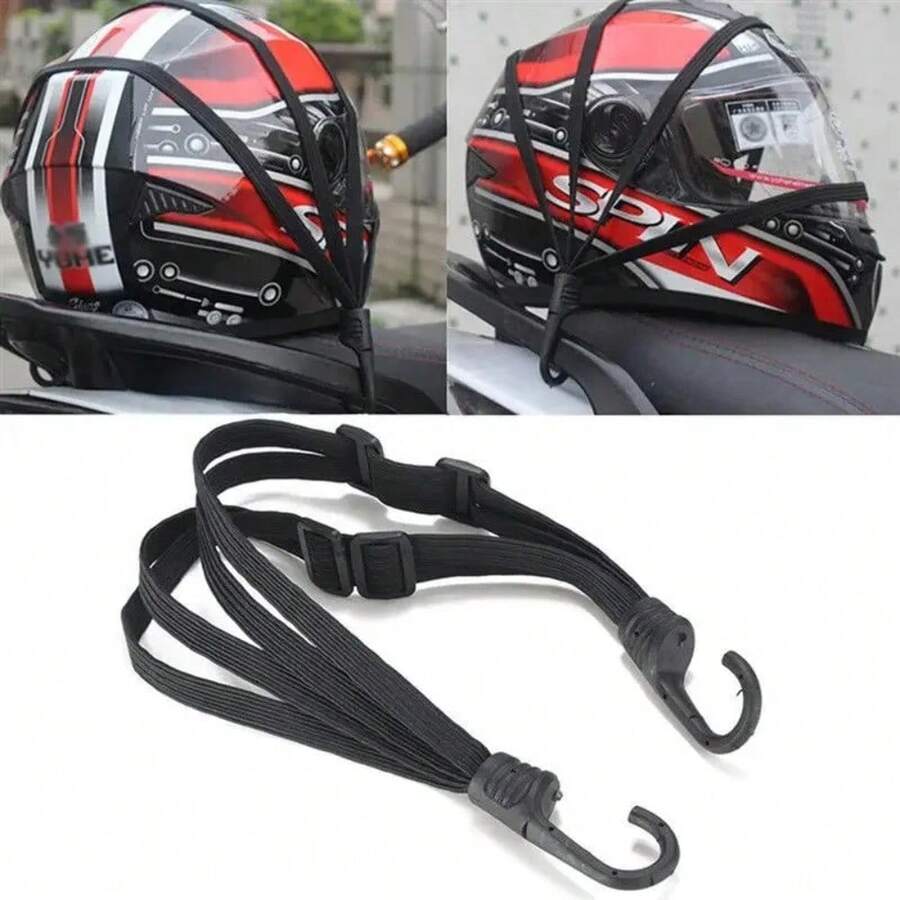 60CM Motorcycle Helmet Straps Motorcycle Accessories Hooks Luggage Retractable Elastic Rope Fixed Strap Motos Helmet Net - Black - View 1