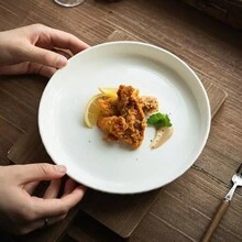 4pcs 8.1 Inch Thick White Ceramic Plates, Nordic Style Dinner Plates, Pasta Dishes - Multicolor - View 5