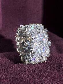 1 chiếc nhẫn nữ đính đá Cubic Zirconia, thích hợp cho đám cưới, lễ đính hôn, kỷ niệm, tiệc tùng, ngày Valentine và các dịp khác. - 1 # - Xem 11