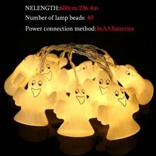 万圣节装饰灯串，鬼魂主题，室内外节日装饰，有趣的场景设置，LED 灯串，DIY 照明万圣节装饰房间装饰万圣节花园装饰礼物仙女节日装饰节日装饰 - 大幽靈 - 查看 12