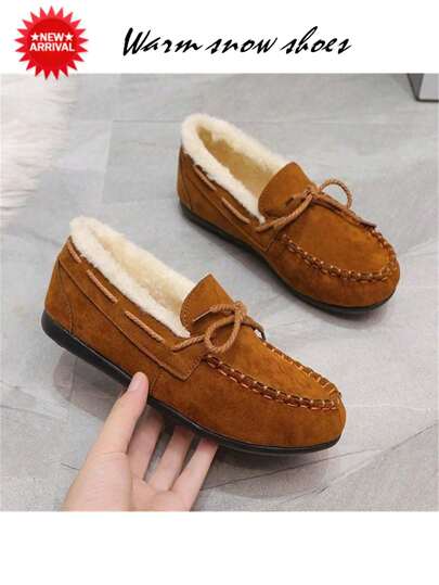 Casual Women's Warm Snow Boots 2024 Winter Edition Ladies Velvet Flat Shoes Woman's Outdoor Waterproof Khaki Boots Anti Slip, Lightweight And Wear-Resistant Sports Boots