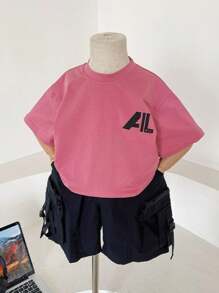 Boys' New Letter Print Short Sleeve T-Shirt