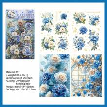 1 张卡片，含 4 张金箔和透明防水 PET 贴纸，DIY 剪贴簿复古花卉装饰用品 - 彩色 - 查看 13